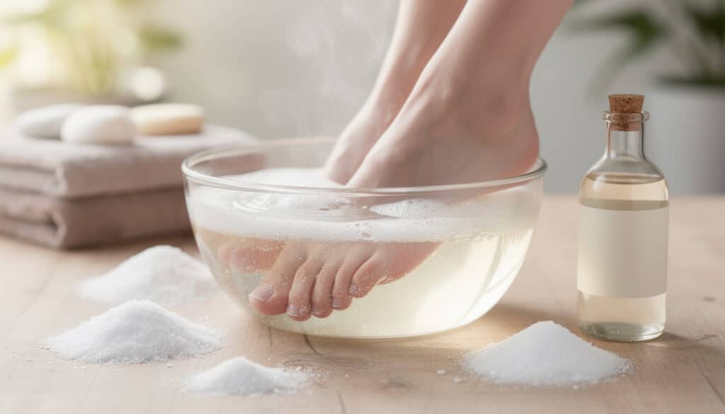 découvrez les bienfaits d'un bain de pieds au vinaigre blanc et bicarbonate pour soulager la fatigue, détoxifier et revitaliser vos pieds en douceur.