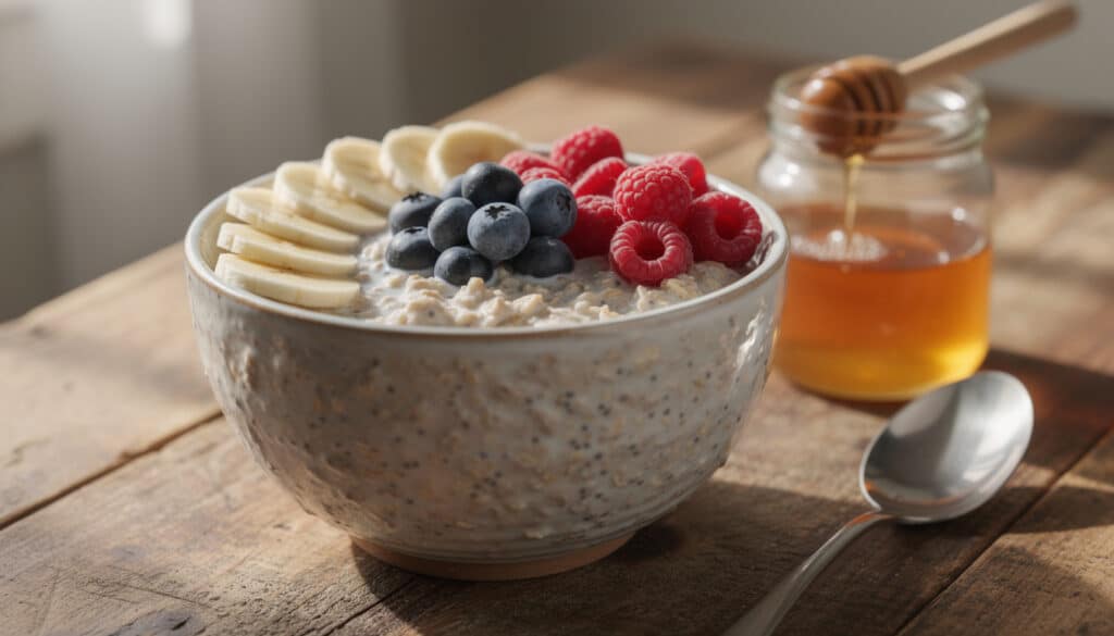 découvrez une recette facile et rapide d'overnight porridge pour un petit-déjeuner sain, délicieux et prêt en un instant dès le réveil.