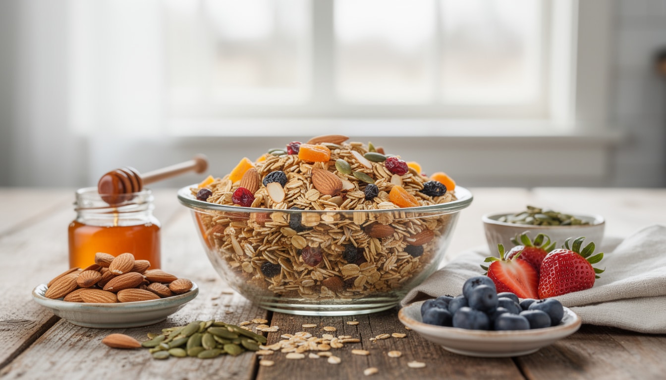 découvrez notre recette de granola maison healthy, facile et rapide à préparer. parfait pour un petit-déjeuner gourmand et équilibré !